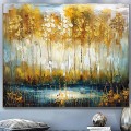 Original trees art with gold powder autumn landscape oil painting home decor